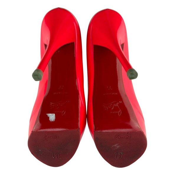 Christian Louboutin Rose Paris Fluo Patent Leather Troca 140 Pink Pumps Size 39 - Picture 7 of 13